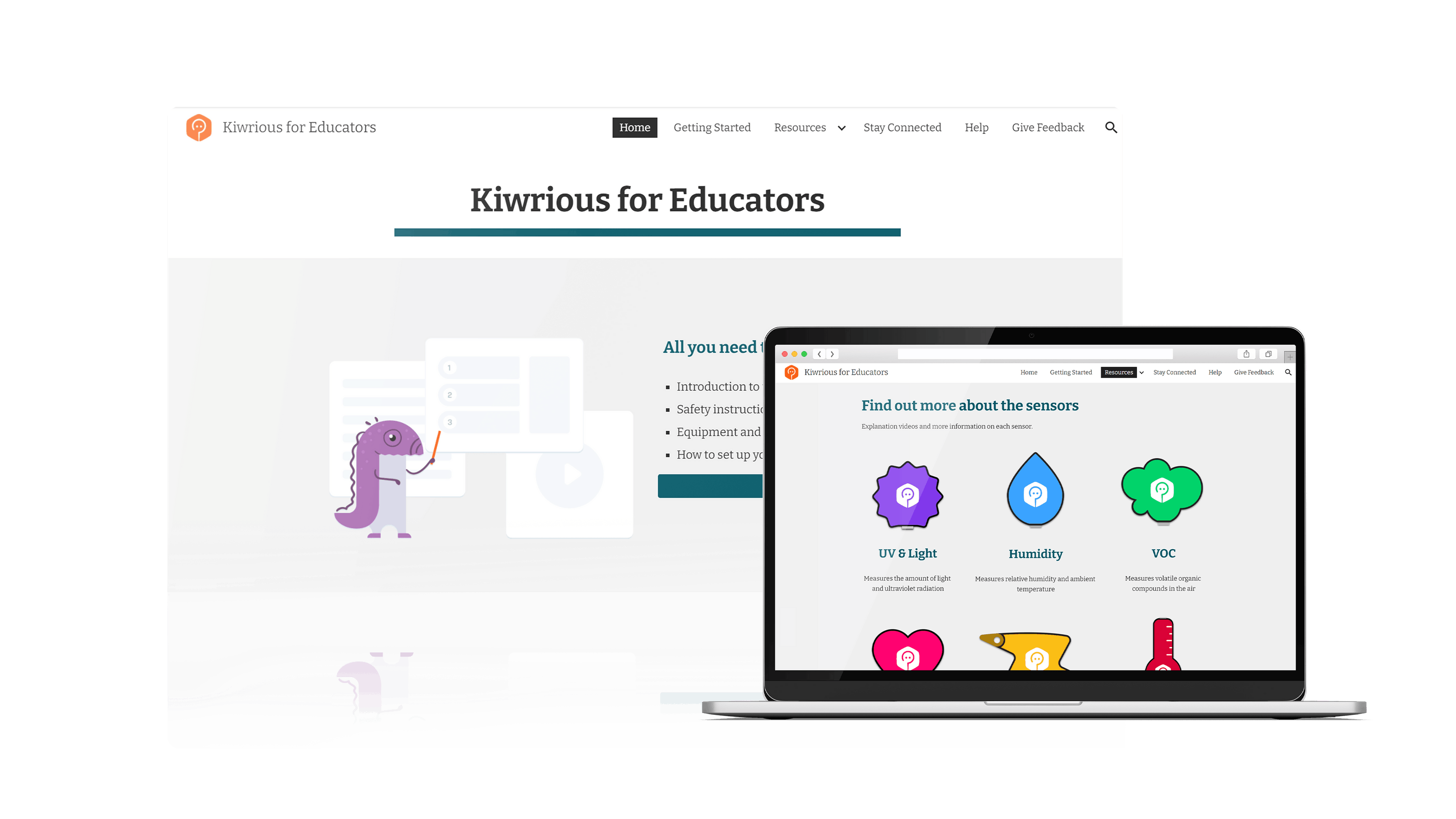 Laptop featuring the home page of a teacher resource website